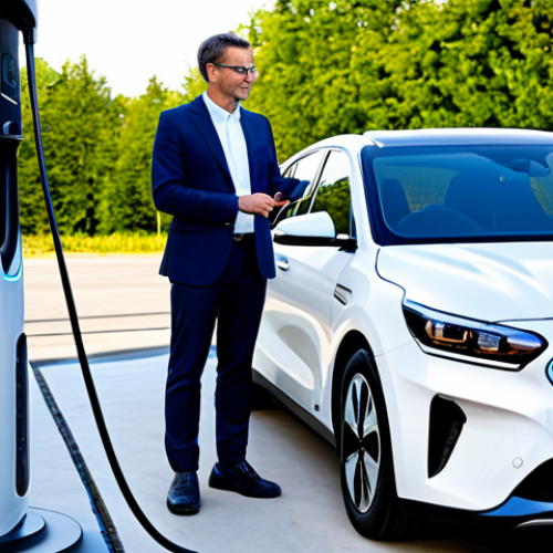 Home 23 A professional adult standing calmly next to a sleek Kia EV6 electric vehicle, parked at a futuristic high-power DC fast-charging station. The person, fully clothed in appropriate, professional attire, is gently connecting a CCS Combo 2 cable to the car. The environment is a modern, well-lit charging hub with other electric vehicles in the background, reflecting efficiency and clean energy. Dynamic lighting, professional photography, high detail, realistic, perfect anatomy, correct proportions, natural pose, well-formed hands, proper finger count, natural body proportions, safe for work, appropriate content, fully clothed, professional.