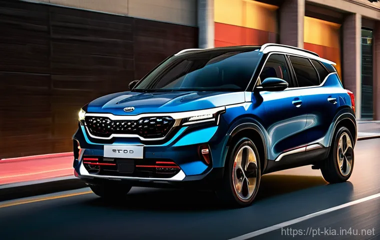 기아 셀토스 페이스리프트 예상 - **Prompt 1: Illuminated Urban Elegance**
    A sleek, dark metallic 2025 Kia Seltos SUV, with its re...