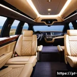 기아 카니발 리무진 내부 옵션 - **Prompt:** A luxurious and spacious interior of a Kia Carnival Limousine, viewed from the third row...